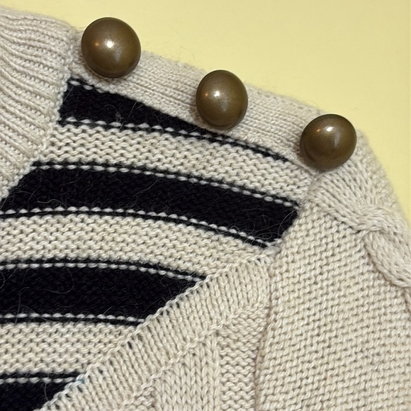 Alice & UO NWT Gitane Crewneck Cable Button Stripes Cotton Blend Knit Sweater S - Picture 2 of 15